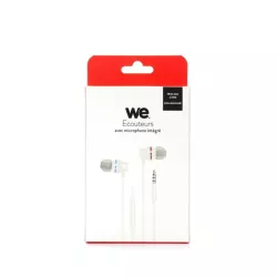 Ecouteurs WE filaire, intra, jack 3.5mm avec boîtier de contrôle et micro intégré au câble, blanc