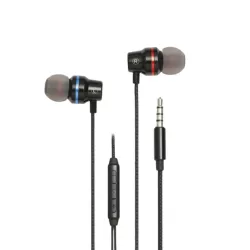 Ecouteurs WE filaire, intra, jack 3.5mm avec boîtier de contrôle et micro intégré au câble, noir