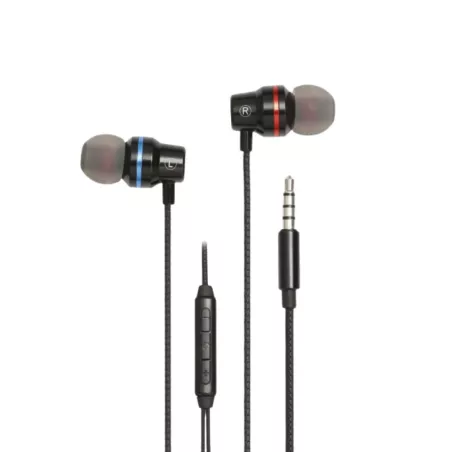 Ecouteurs WE filaire, intra, jack 3.5mm avec boîtier de contrôle et micro intégré au câble, noir