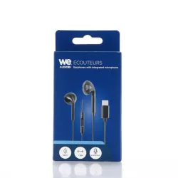 Ecouteurs filaire WE semi-intra avec connecteur USB-C , câble 1,20 m., boîtier de contrôle avec micro intégré pour les appels…