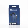 Ecouteurs WE filaire intra. Câble plat 1,20m, connecteur USB-C, boîtier de contrôle du volume et microphone intégré. Noir