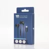 Ecouteurs WE filaire intra. Câble plat 1,20m, connecteur USB-C, boîtier de contrôle du volume et microphone intégré. Noir