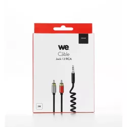 Câble Jack mâle 3.5mm / 2 RCA torsadé 2m - noir