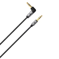 Câble Jack/Jack Nylon coudé 1.50m tressé noir et gris - très résistan Fiches Or Compatible avec les casques Beats