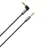 Câble Jack/Jack Nylon coudé 1.50m tressé noir et gris - très résistan Fiches Or Compatible avec les casques Beats