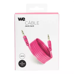Câble Jack/Jack M/M plat 1.50m - fushia 3.5mm