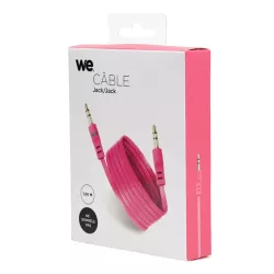 Câble Jack/Jack M/M plat 1.50m - fushia 3.5mm