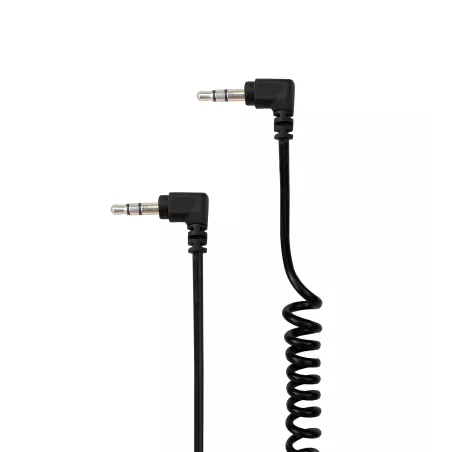 Câble Jack mâle/mâle 3.5mm noir torsadé - coudé des 2 côtés - 2m