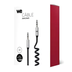 Câble Jack mâle/mâle 3.5mm noir torsadé - 2m