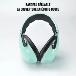 Casque anti-bruit ENFANT WeKids, atténuation 27dB avec housse de transport, vert d'eau