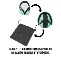 Casque anti-bruit ENFANT WeKids, atténuation 27dB avec housse de transport, vert d'eau