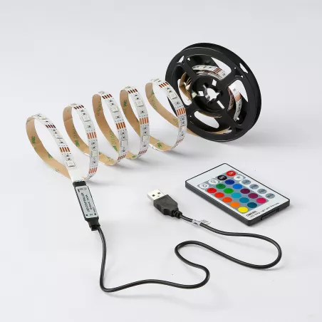 Kit Ruban LED RGB 2m en USB avec télécommande