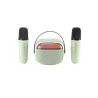 WE KIDS Mini enceinte karaoké à led + poignée, BT 5.4, rechargeable, 2 micros avec 5 sons, vert