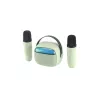 WE KIDS Mini enceinte karaoké à led + poignée, BT 5.4, rechargeable, 2 micros avec 5 sons, vert