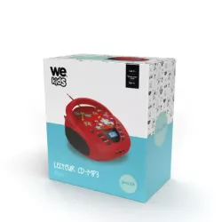 Lecteur - Radio CD - USB WeKids: FM, Lecteur CD/CD-R/CD-RW/MP3, RMS2*2W, entrée Aux et Micro, modèle Rouge insecte