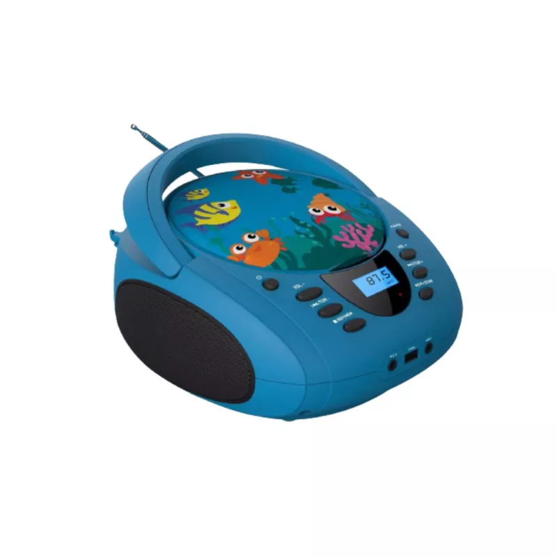 Lecteur - Radio CD - USB WeKids: FM, Lecteur CD/CD-R/CD-RW/MP3, RMS2*2W, entrée Aux et Micro, modèle Mer