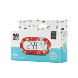 Réveil numérique WeKids, écran rétro-éclairé, affichage heure et température, fonctionne sur piles , motif rouge insecte