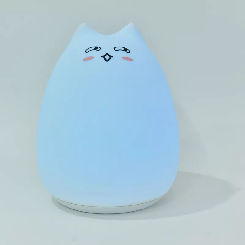 Veilleuse enfant en forme de chat rechargeable, avec télécommande 25cm de hauteur blanc