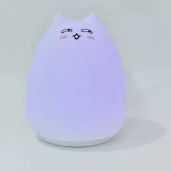Veilleuse enfant en forme de chat rechargeable, avec télécommande 25cm de hauteur blanc