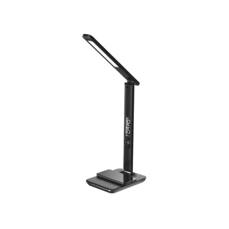 Lampe de bureau avec la charge induction Qi 10W, fonction réveil, affichage de l'heure, la date, la température, lumiosité…