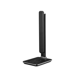 Lampe de bureau avec la charge induction Qi 10W, fonction réveil, affichage de l'heure, la date, la température, lumiosité…