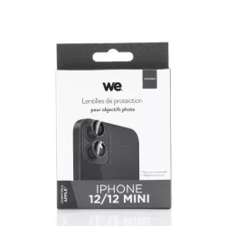WE Lentilles de protection pour objectifs d'appareil photo iPhone 12/12 MINI transparent/noir (2 lentilles incluses)