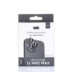 WE Lentilles de protection pour objectifs d'appareil photo iPhone 12 PRO MAX transparent/noir (3 lentilles incluses)