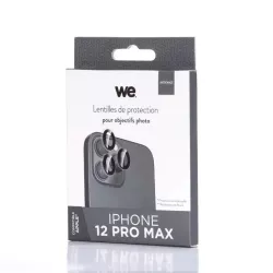 WE Lentilles de protection pour objectifs d'appareil photo iPhone 12 PRO MAX transparent/noir (3 lentilles incluses)
