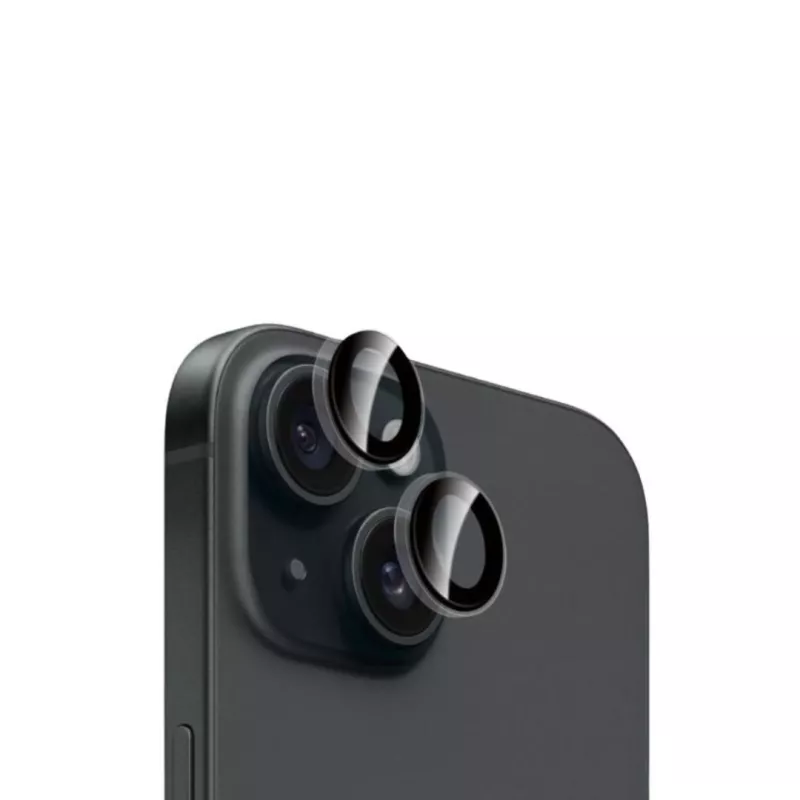 WE Lentilles de protection pour objectifs d'appareil photo iPhone 15/15 PLUS transparent/noir (2 lentilles incluses)