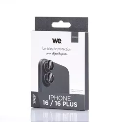 WE Lentilles de protection pour objectifs d'appareil photo iPhone 16/16 PLUS/17 transparent/noir (2 lentilles incluses)