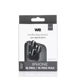 WE Lentilles de protection pour objectifs d'appareil photo iPhone 16 PRO/16 PRO MAX transparent/noir (3 lentilles incluses)