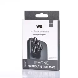 WE Lentilles de protection pour objectifs d'appareil photo iPhone 16 PRO/16 PRO MAX transparent/noir (3 lentilles incluses)