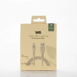 Câble Lightning/USB A biosourcé avec 30% de matières recyclées - 2m - Packaging écoconçu