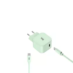 WE POP Pack Chargeur secteur + Câble USB-C/Lightning Vert : Chargeur secteur vert PD 20W port USB-C - Câble USB-C/Lightning…
