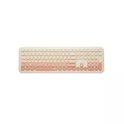 WE POP Pack clavier + souris sans-fil 2.4Ghz récepteur USB + adapteur USB-C, 104 touches, piles incluses, beige