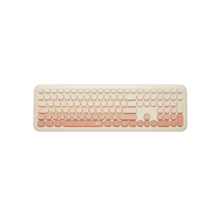 WE POP Pack clavier + souris sans-fil 2.4Ghz récepteur USB + adapteur USB-C, 104 touches, piles incluses, beige