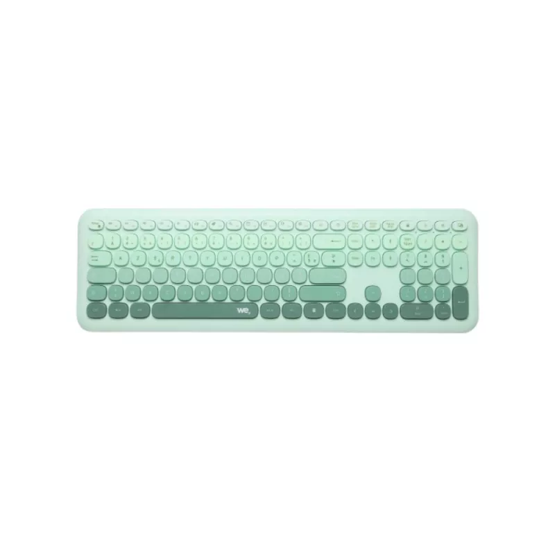 WE POP Pack clavier + souris sans-fil 2.4Ghz récepteur USB + adapteur USB-C, 104 touches, piles incluses, vert