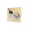 WE POP Mini enceinte karaoké à led + poignée, BT 5.4, rechargeable, 2 micros avec 5 sons, beige