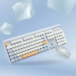 WE POP Pack clavier + souris sans fil: coloris Bleu - Connexion 2.4Ghz - avec pavé numérique - piles incluses