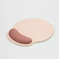 WE POP Tapis de souris avec repose poignet bi-color beige: matière tissu - tapis beige - repose poignet marron