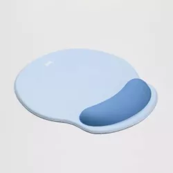 WE POP Tapis de souris avec repose poignet bi-color Bleu: matière tissu - tapis bleu ciel - repose poignet bleu foncé