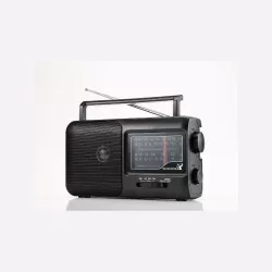 Radio grandes ondes AM/FM Prise casque jack 3.5mm, poignée de transport intégrée, alimentation par prise secteur ou pile (non…