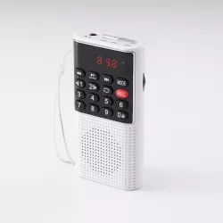 RADIO DE POCHE rechargeable FM, lecteur de carte micro SD RMS 3W, prise casque Blanc
