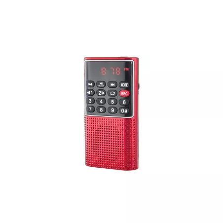 RADIO DE POCHE rechargeable FM, lecteur de carte micro SD RMS 3W, prise casque Rouge