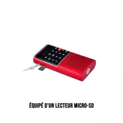 RADIO DE POCHE rechargeable FM, lecteur de carte micro SD RMS 3W, prise casque Rouge