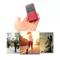RADIO DE POCHE rechargeable FM, lecteur de carte micro SD RMS 3W, prise casque Rouge