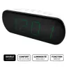 Radio réveil grand affichage écran 1.8'', Radio FM , Dual alarme, led vert 1 port USB intégré pour la charge blanc