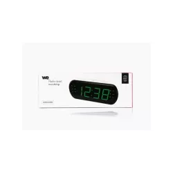 Radio réveil grand affichage écran 1.8'', Radio FM , Dual alarme, led vert 1 port USB intégré pour la charge blanc