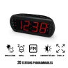 Radio réveil grand affichage écran 1.8'', Radio FM , Dual alarme, Led Rouge 1 port USB intégré pour la charge Noir