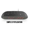 Radio réveil grand affichage écran 1.8'', Radio FM , Dual alarme, Led Rouge 1 port USB intégré pour la charge Noir